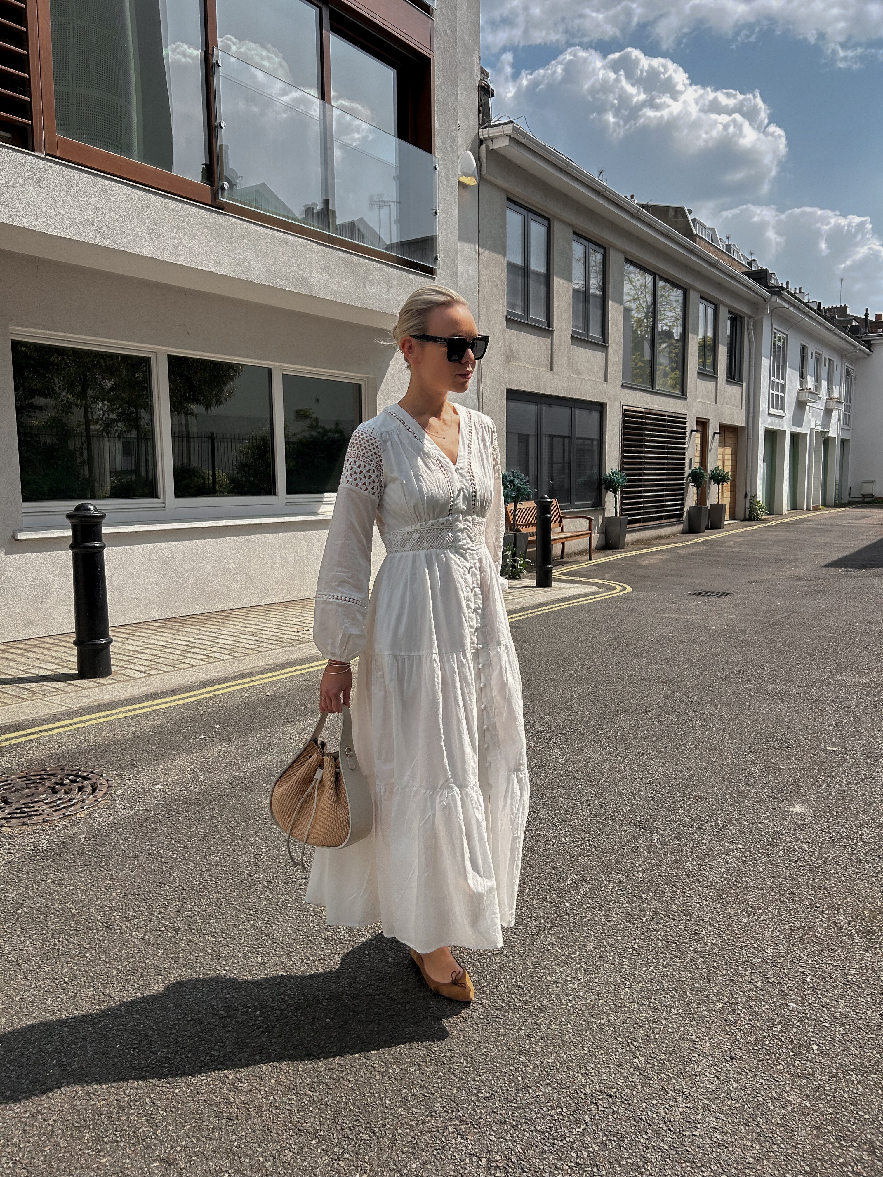 Elisa White Long Cotton Dress