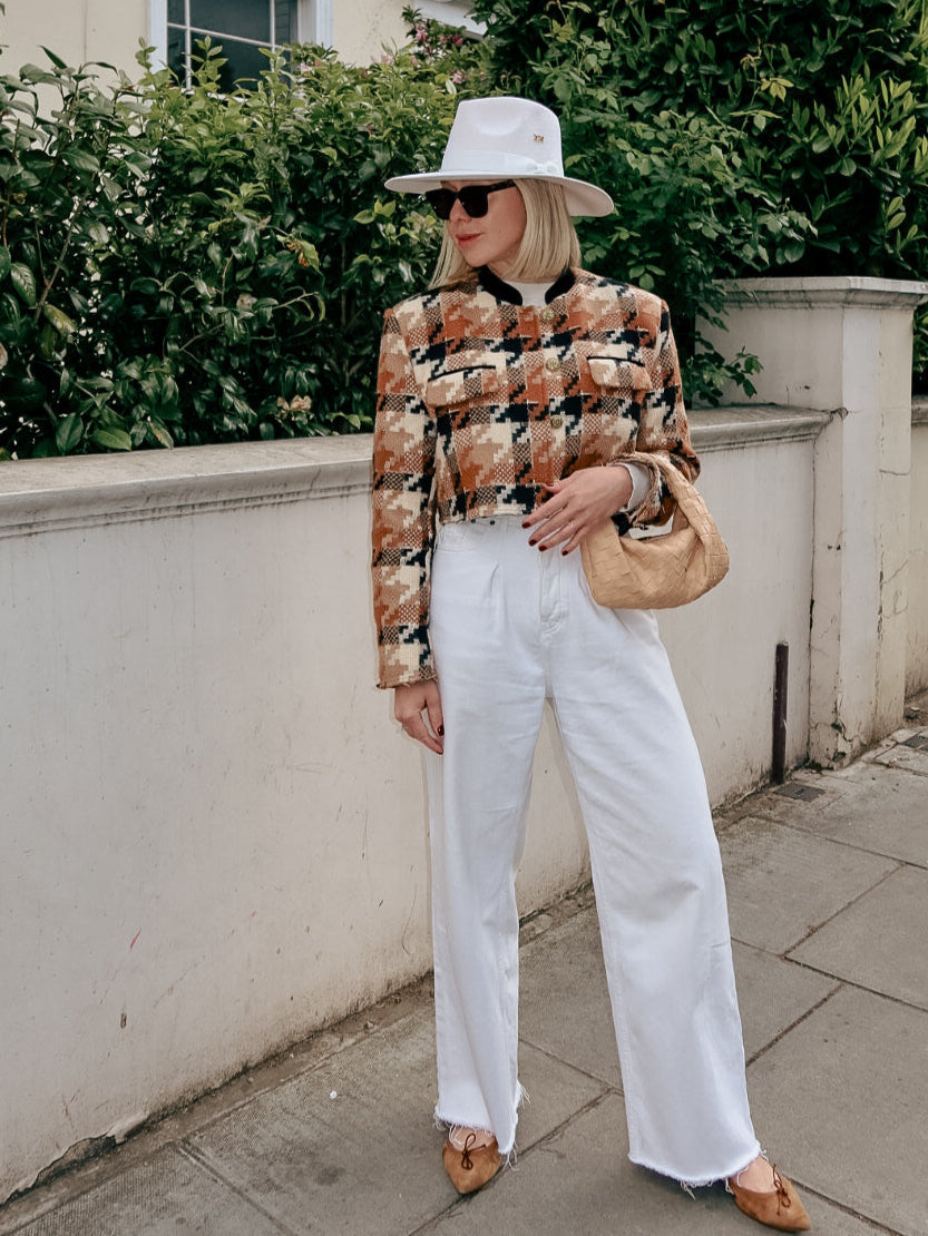 Camel Print Cropped Blazer
