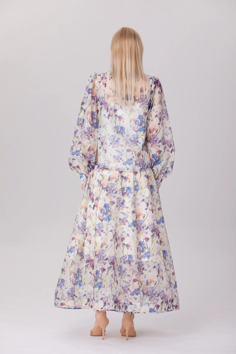 romantic spring co-ord in pastel print for special occasions