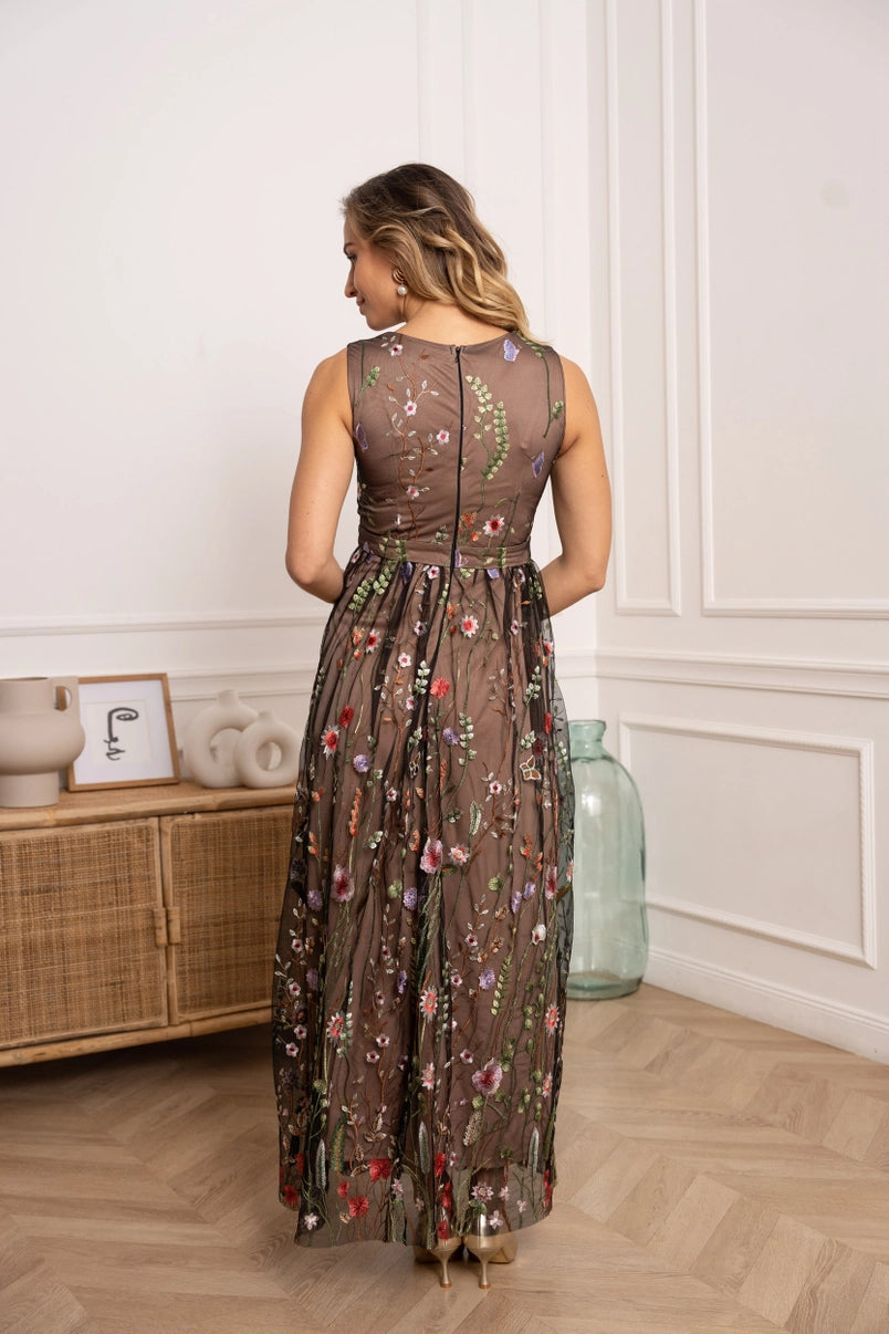 maxi dress with floral detailing