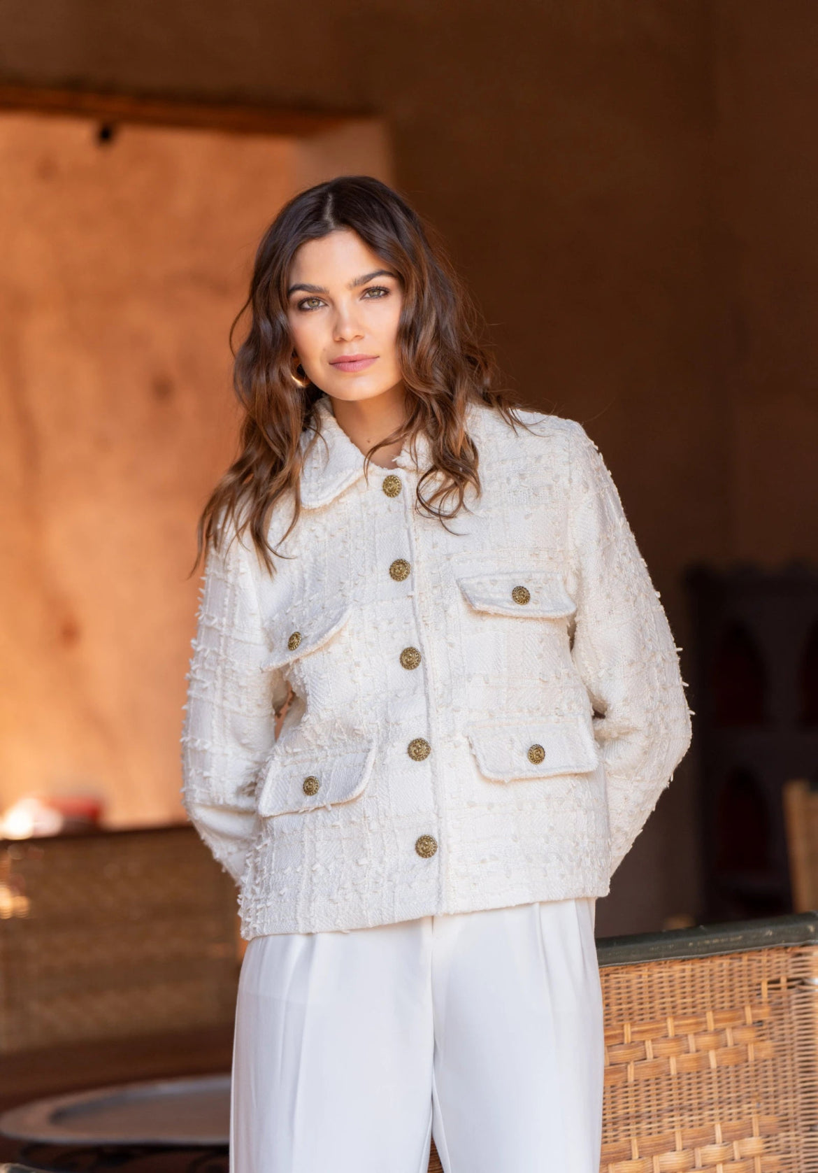 tweed blazer for women with pockets