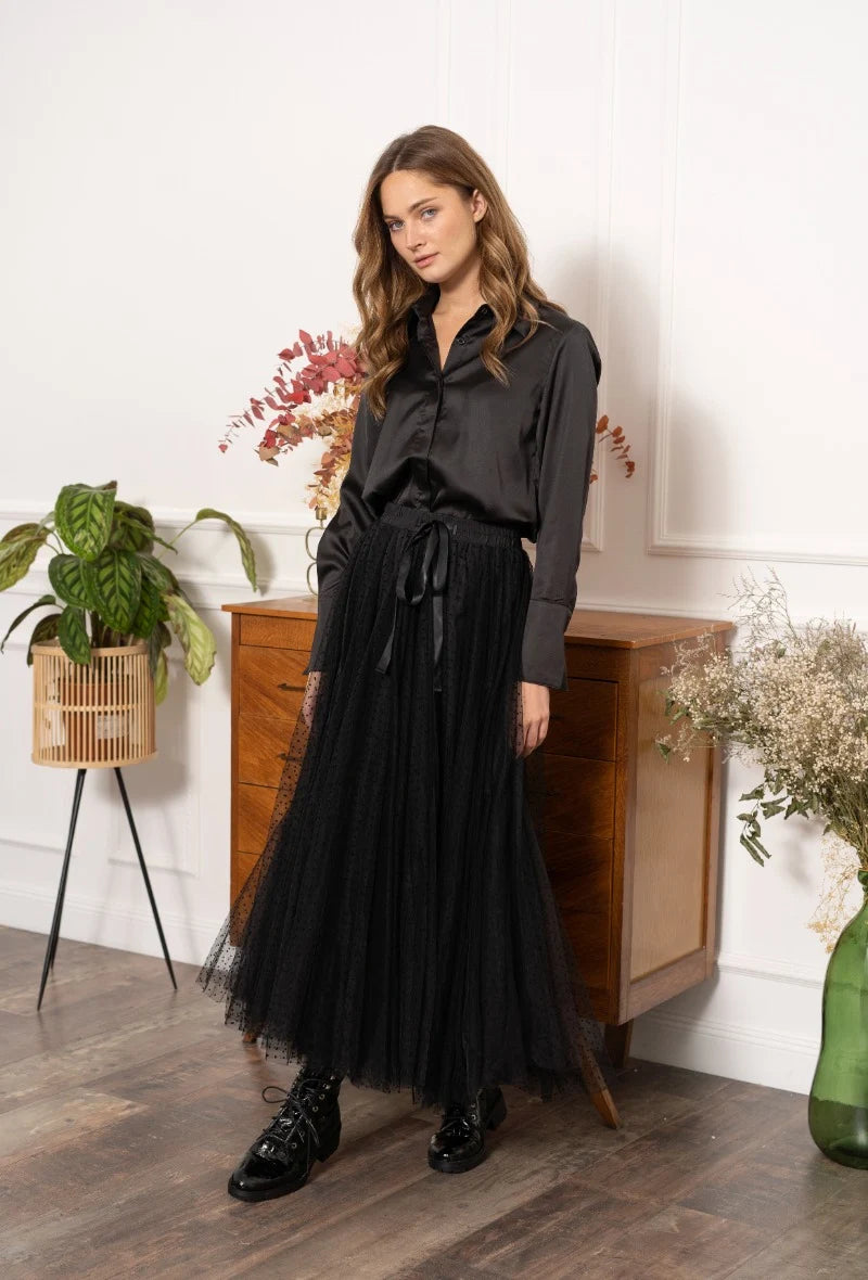 hight quality black tulle skirt