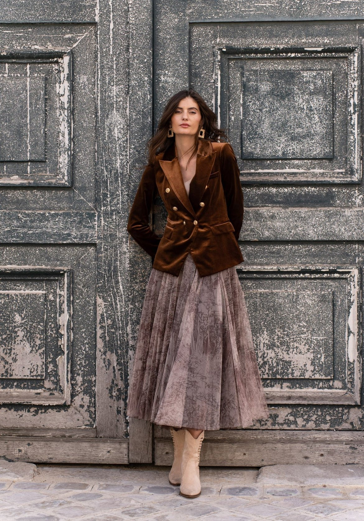 long brown tulle skirt