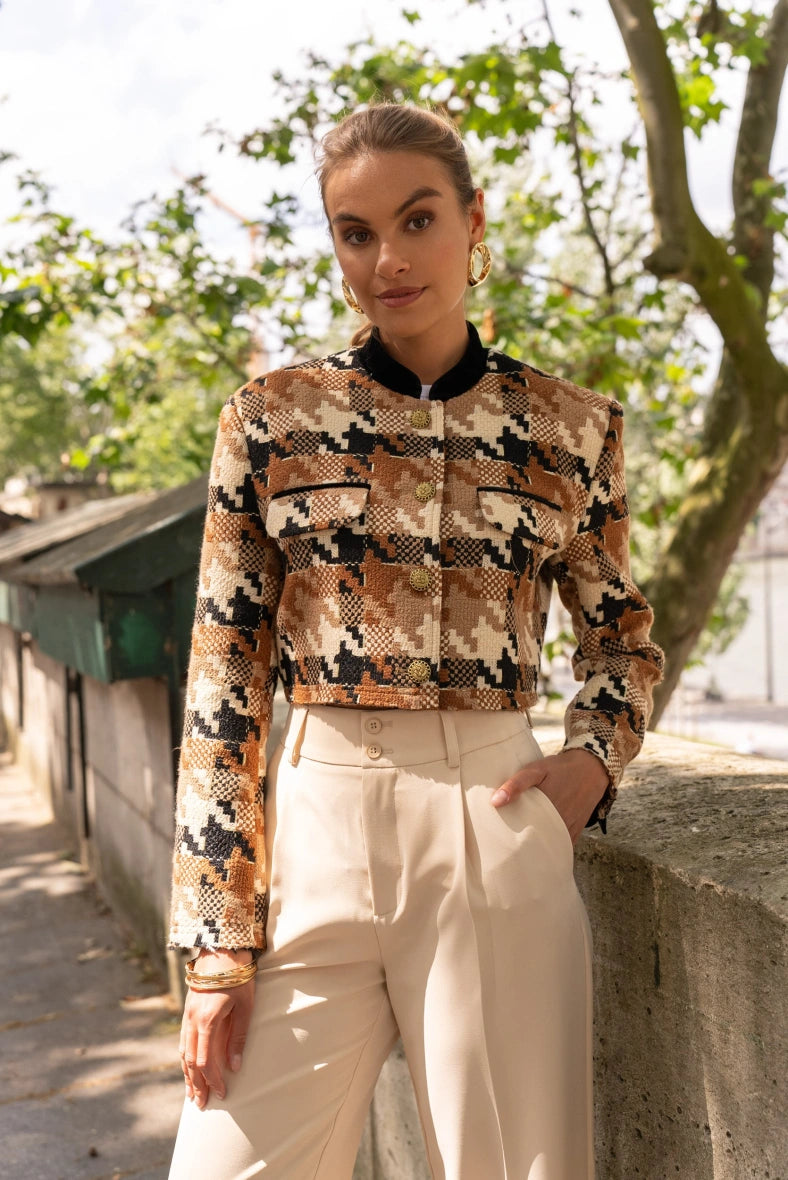 cropped camel blazer