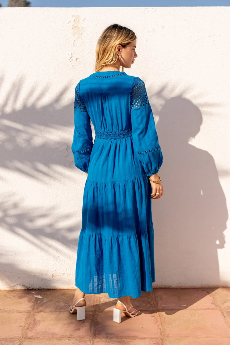 blue boho chic dress