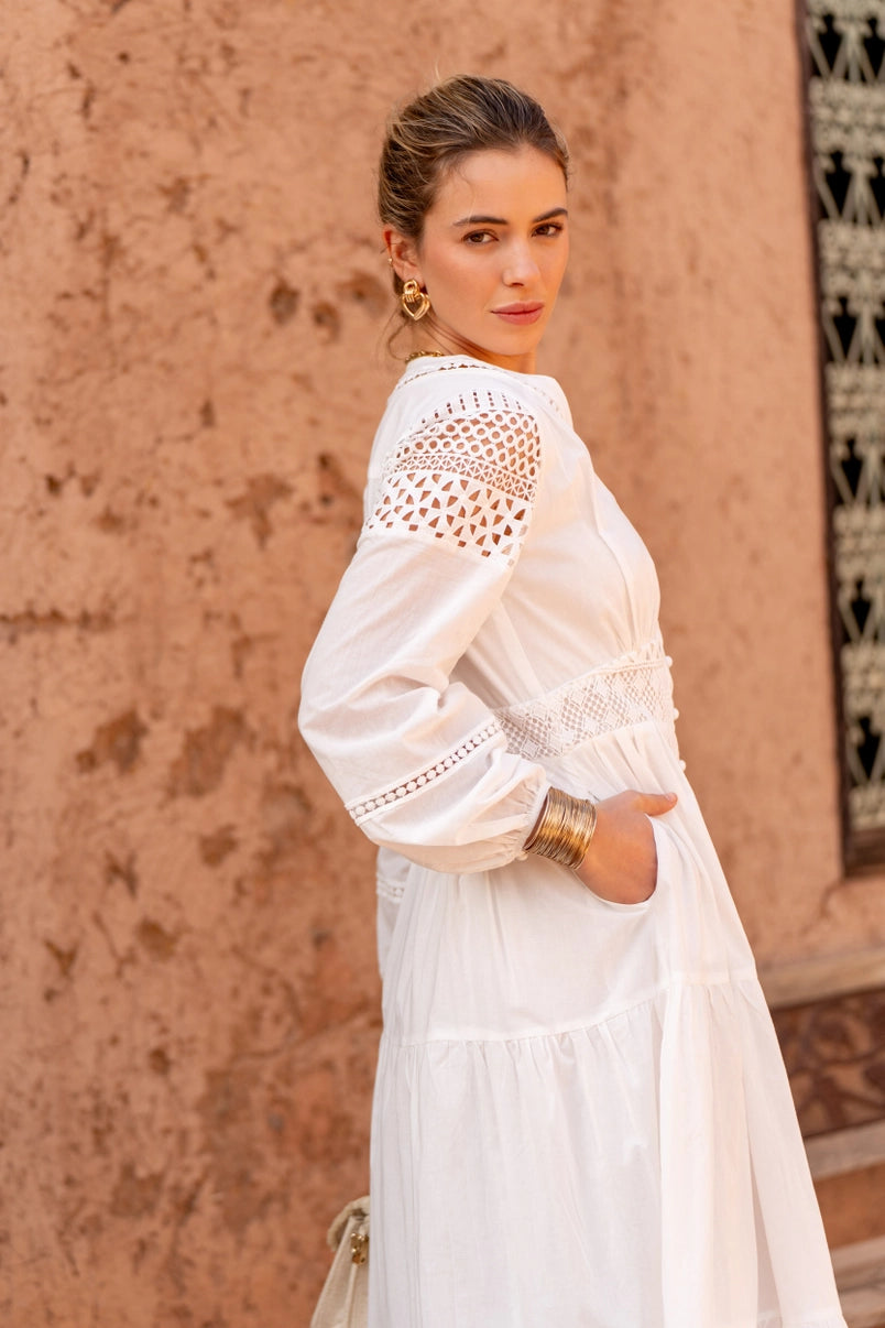 cotton maxi dress with sleeves