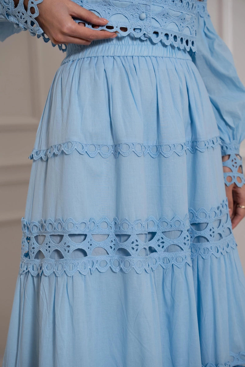 elegant two-piece cotton set for women with embroidery details