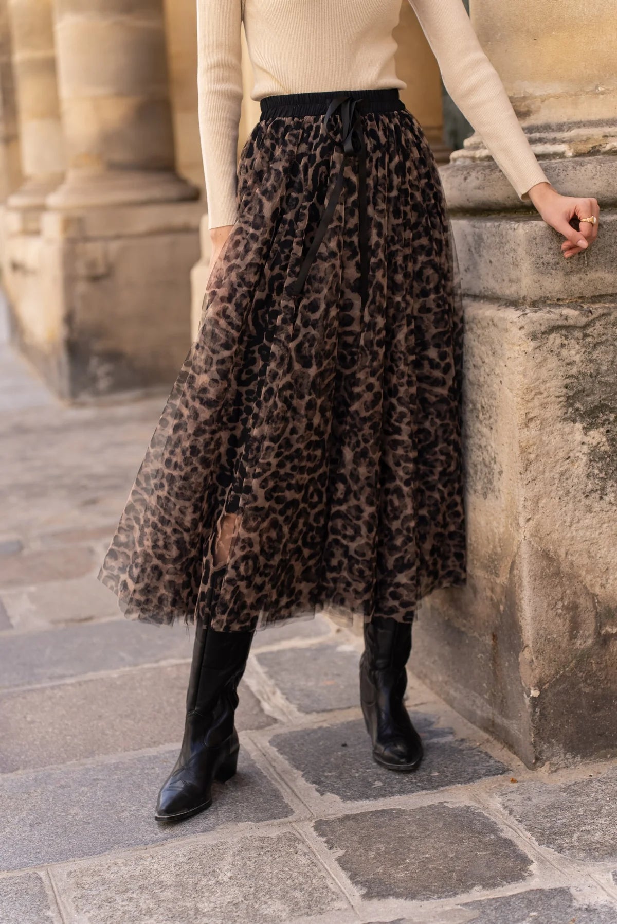 Brown Leopard Print Tulle Skirt