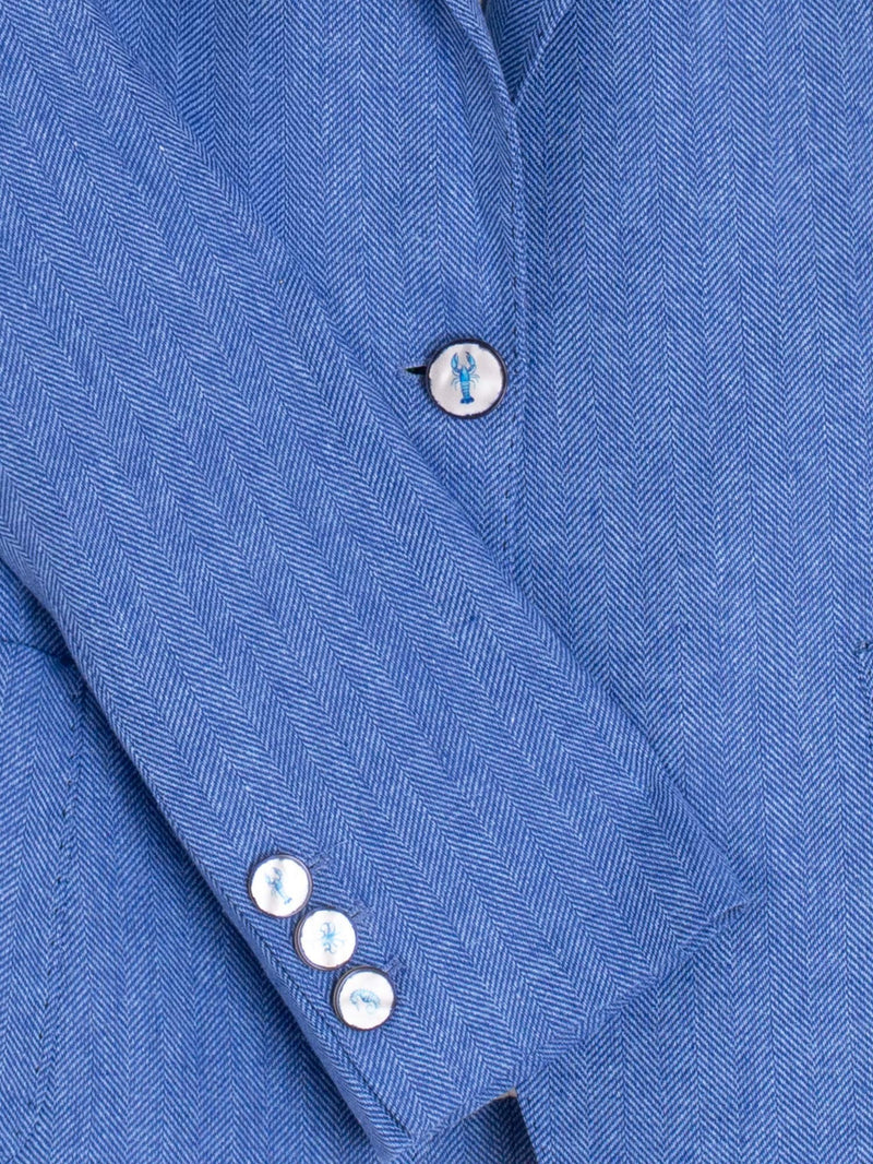 Vilagallo blazer classic lapel and button detail - light blue herringbone jacke