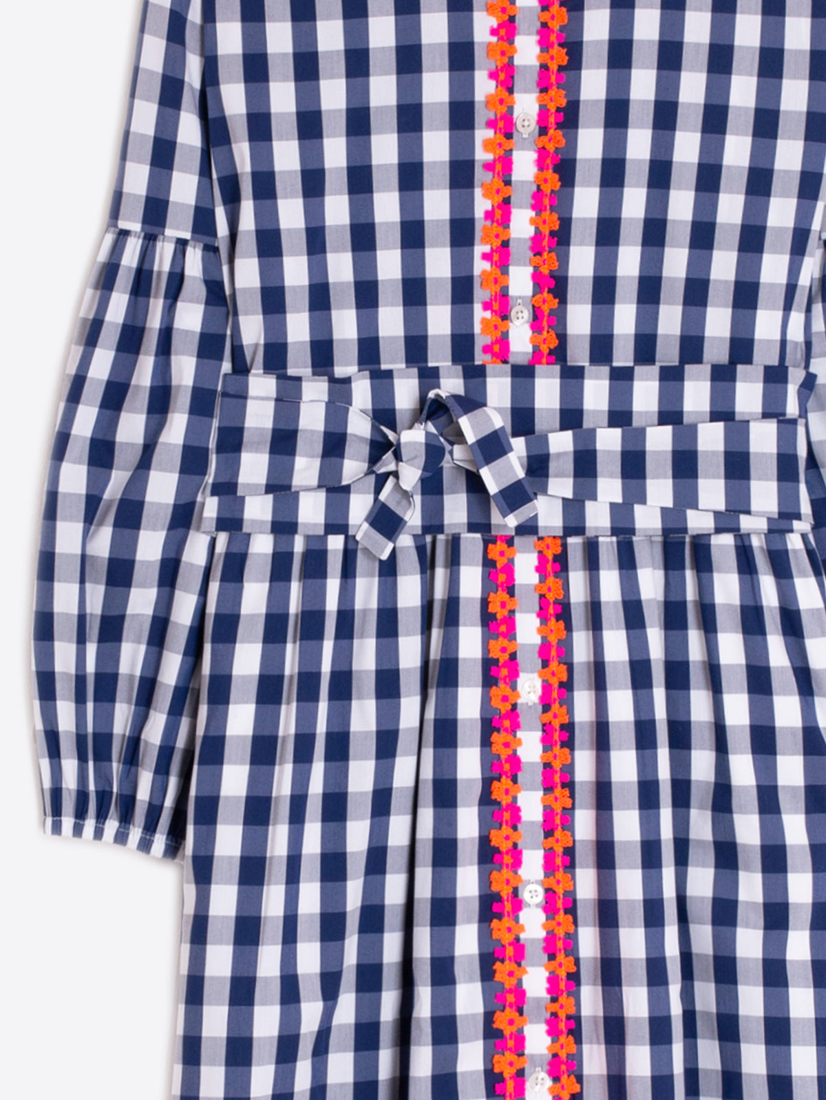 Vilagallo navy gingham summer dress with waist tie
