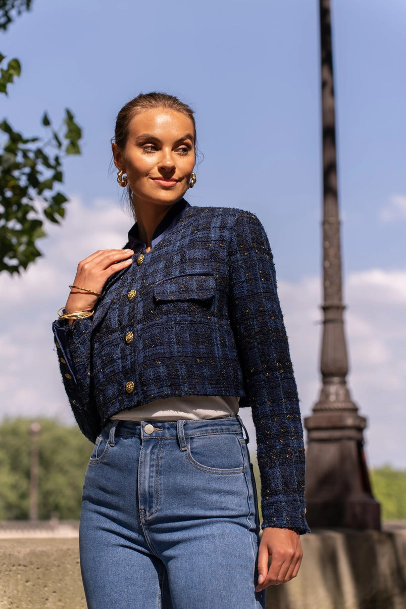 Navy Tweed Jacket Women's UK