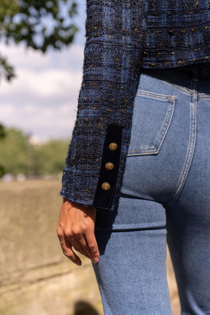 Textured tweed women's blazer