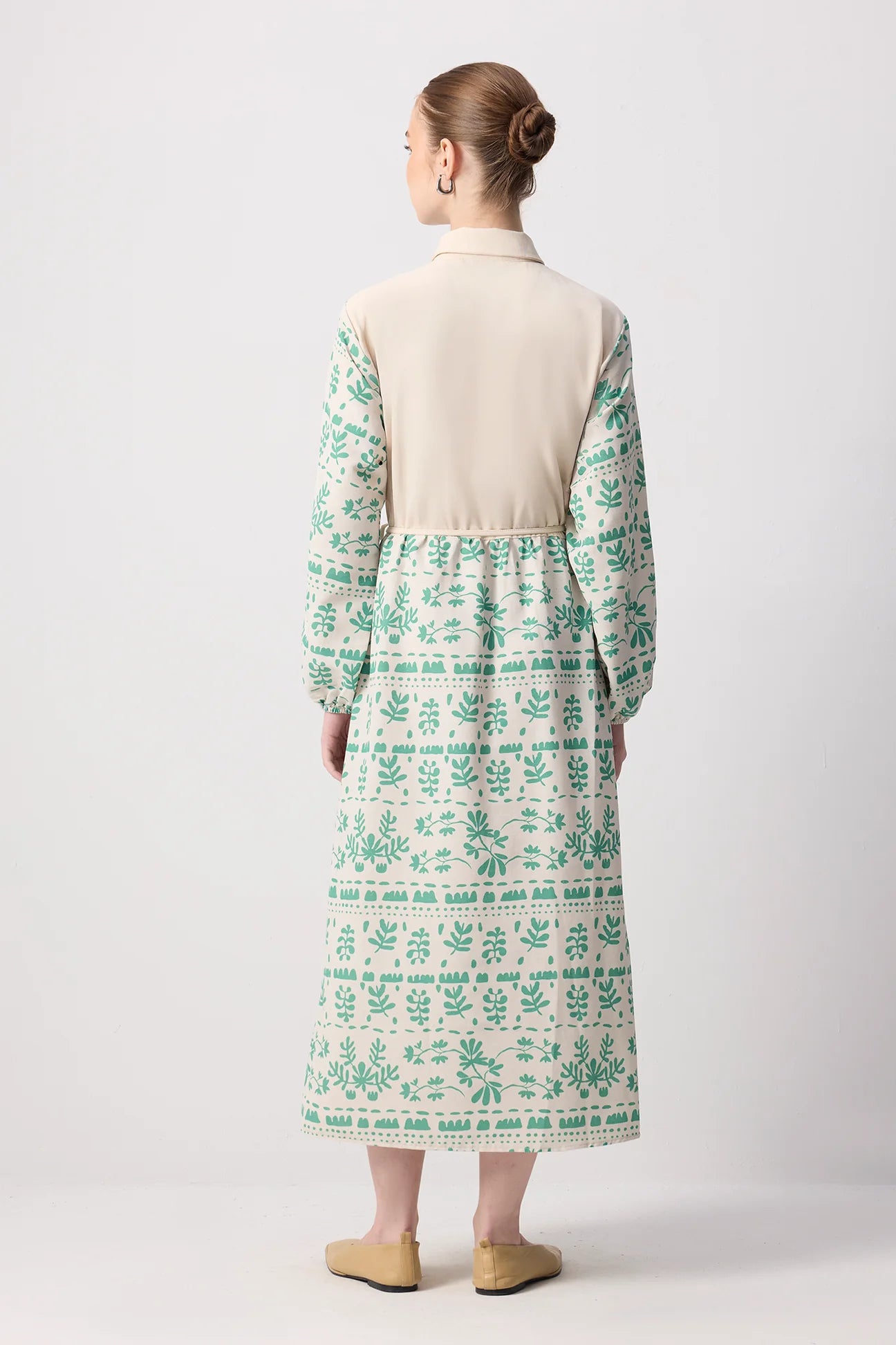 Lightweight floral modest dress styled for UK summer and workwear