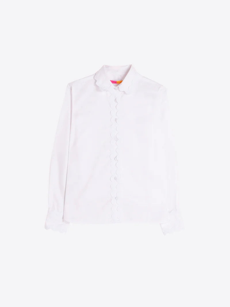 Smart casual white women’s shirt by Vilagallo styled on white background