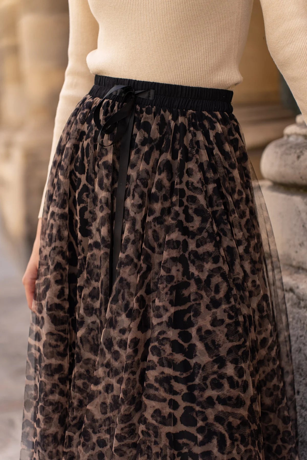 Brown Leopard Print Tulle Skirt