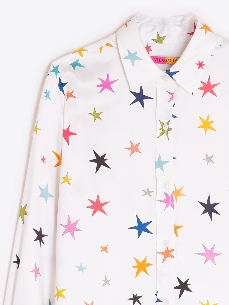 White long sleeve printed shirt by Vilagallo