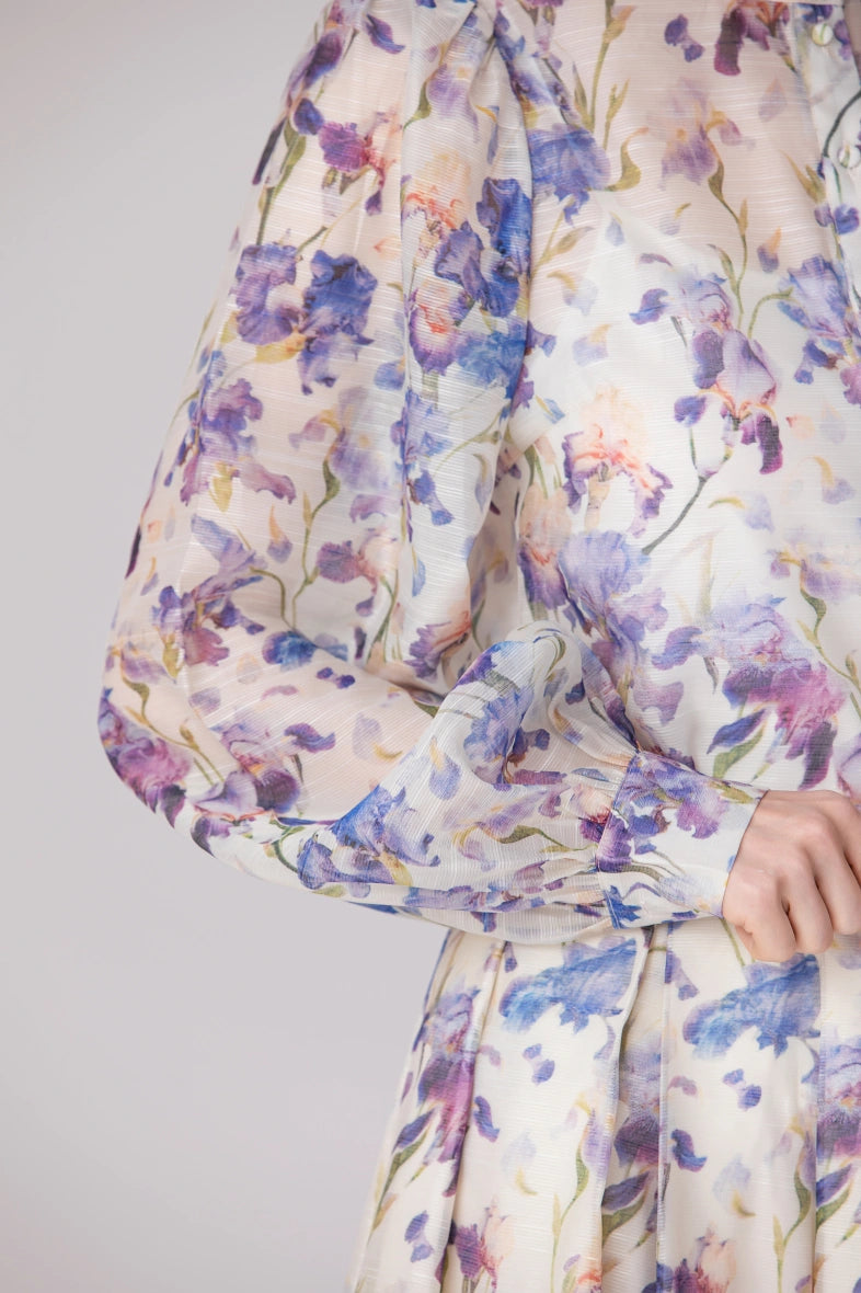 elegant floral matching set for women with A-line silhouette


