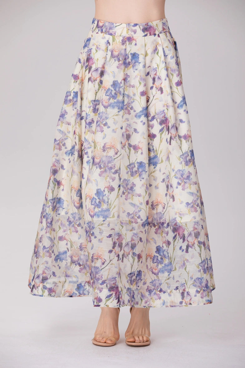 feminine floral blouse and skirt set for weddings or events


