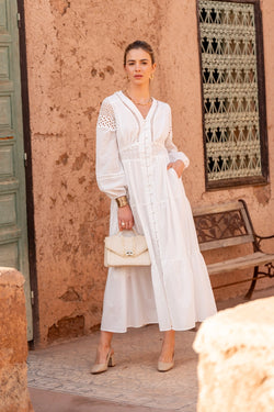 boho white cotton dress