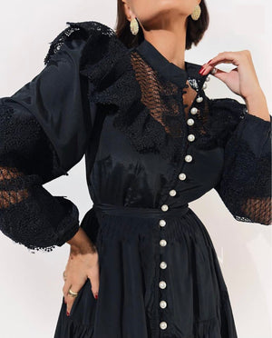 velvet with lace dress for women
