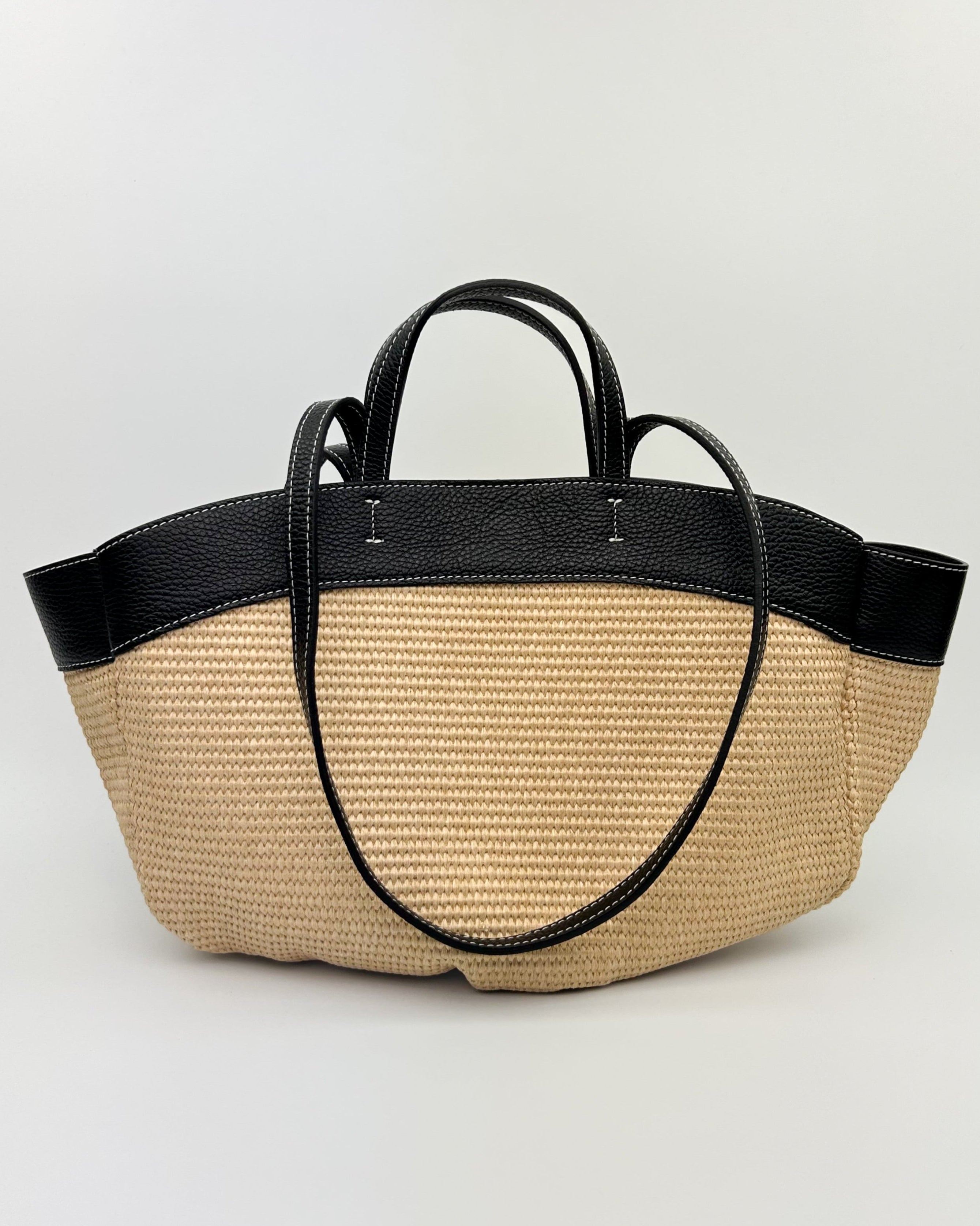 Made in Italy raffia bag with leather