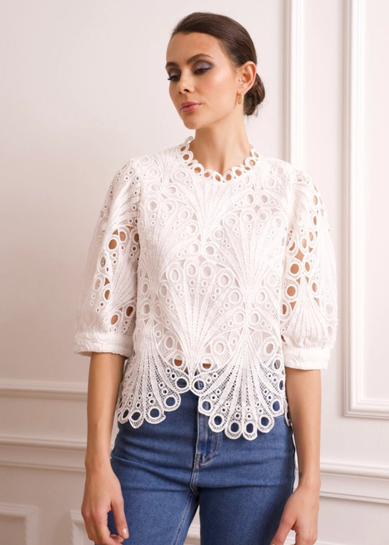 lace openwork blouse
