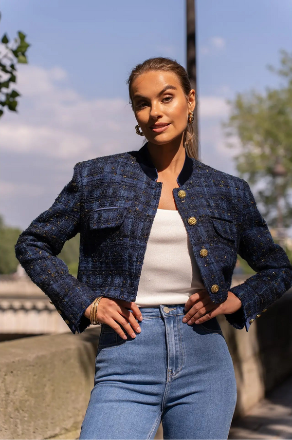  blue tweed jacke