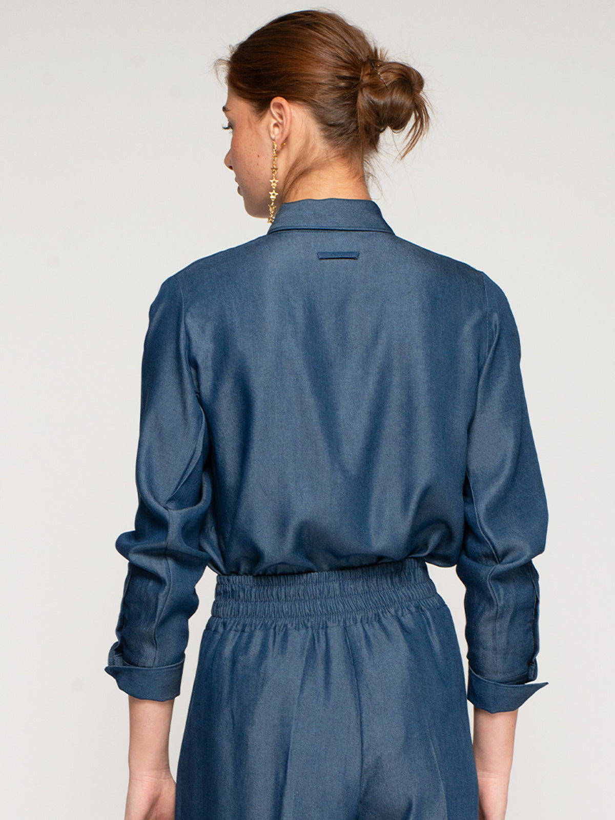 Navy long sleeve Tencel shirt for women by Vilagallo