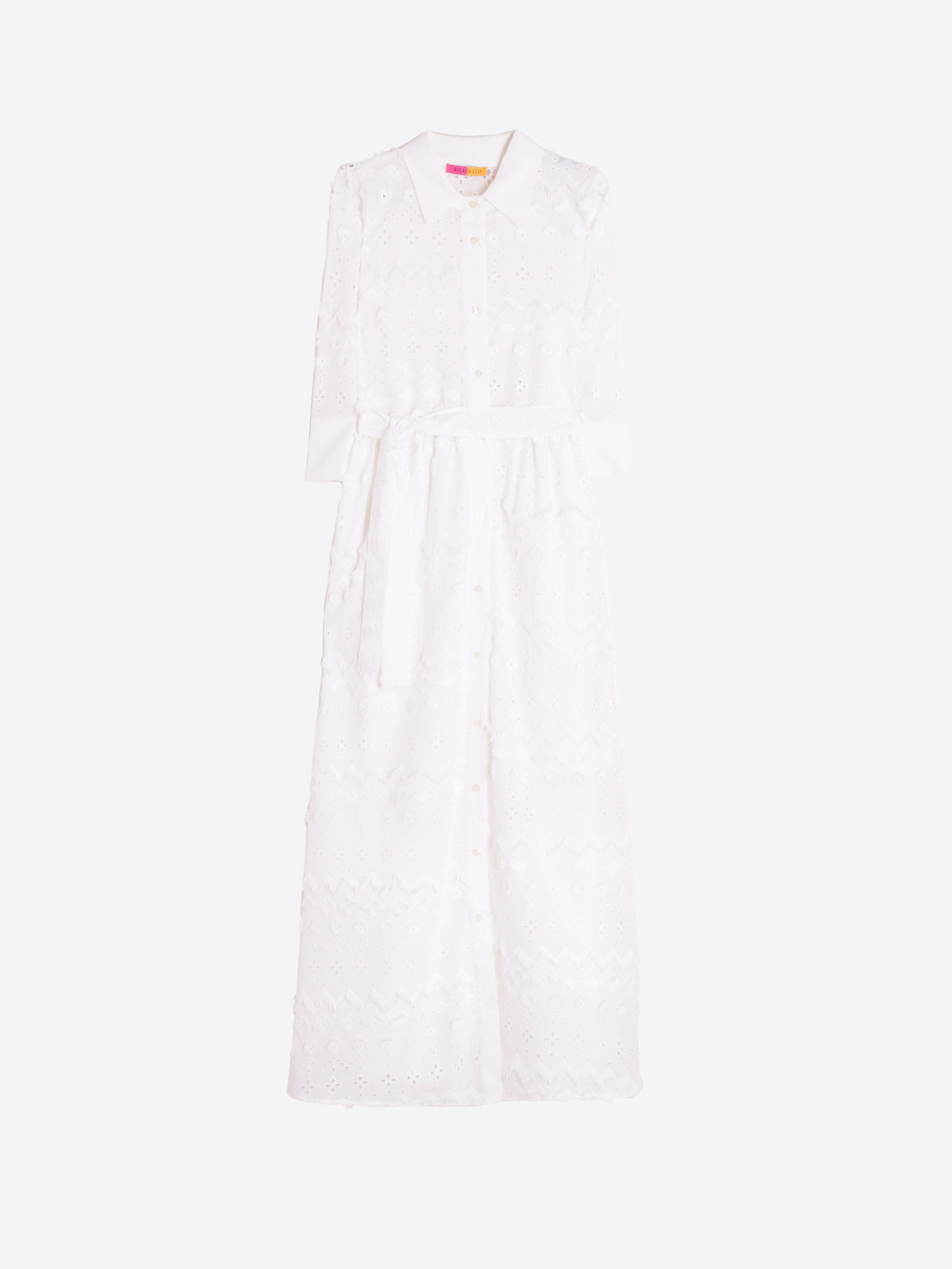 White embroidered cotton shirt dress by Vilagallo