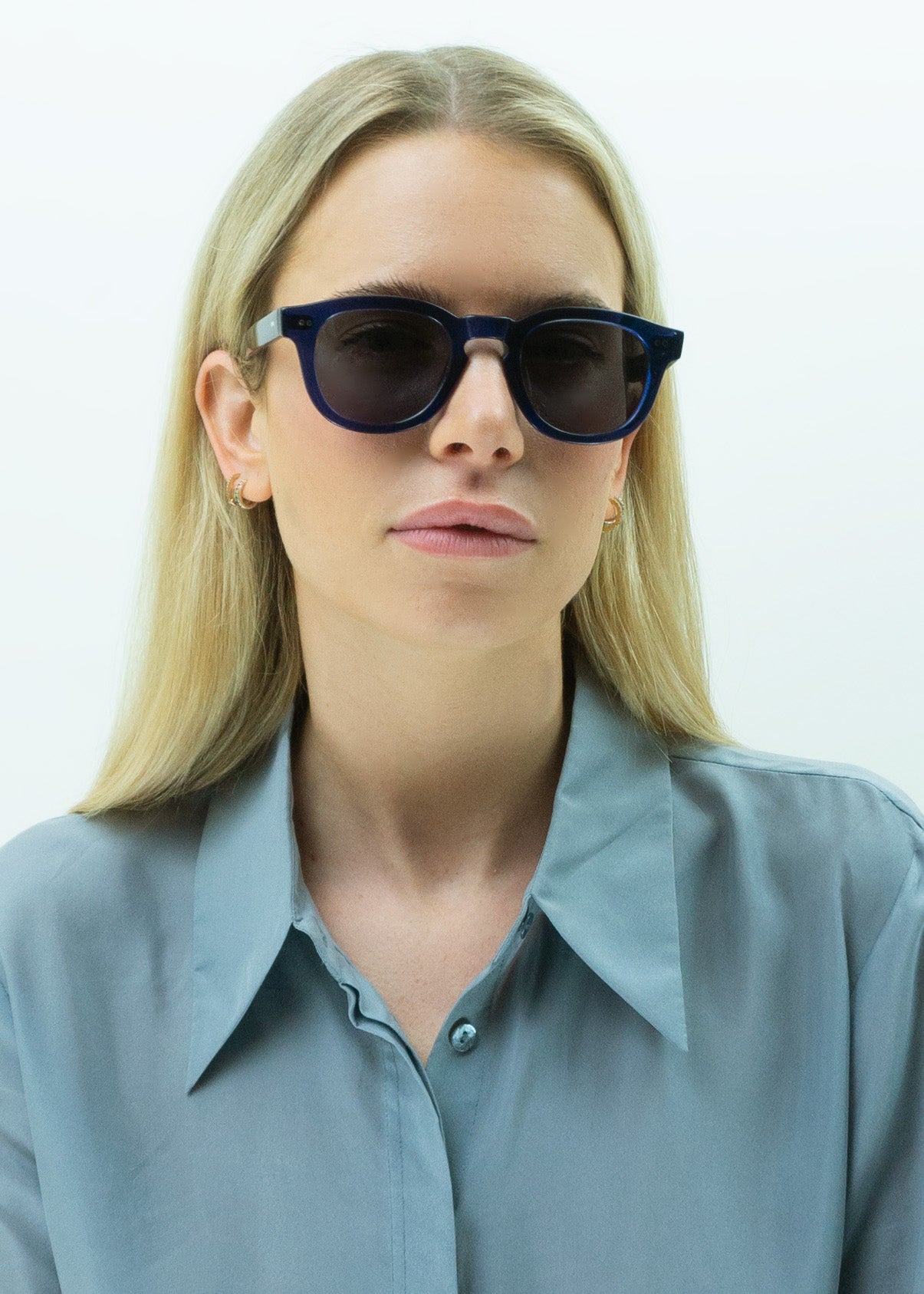 MAURIA DARK BLUE | Round Square-Frame Sunglasses