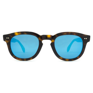 MAURIA HAVANA BLUE MIRROR | Round Square-Frame Sunglasses