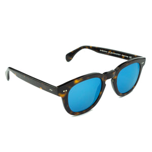 MAURIA HAVANA BLUE MIRROR | Round Square-Frame Sunglasses